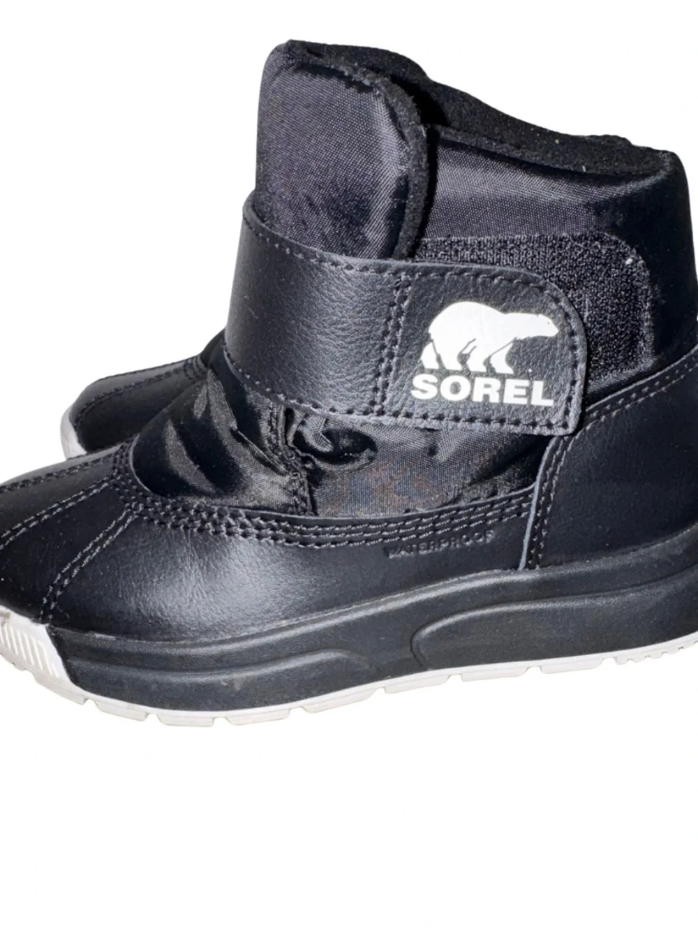 Sorel Kids Black and White Waterproof SnowBoots with Velcro Size 12
